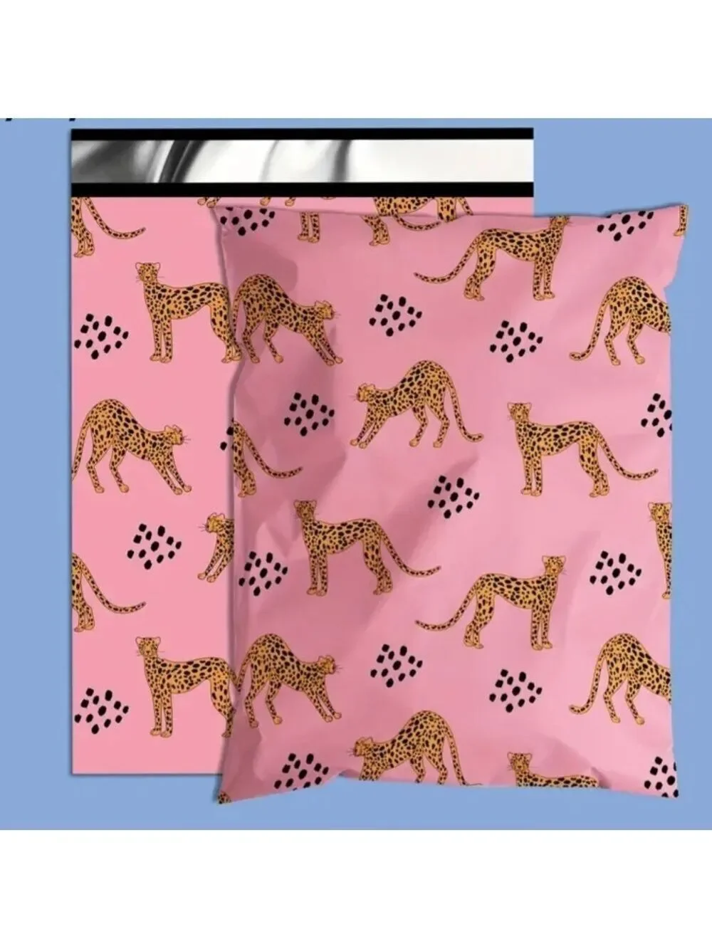 Ten Pink Leopard Print 12x15.5 Poly Mailers